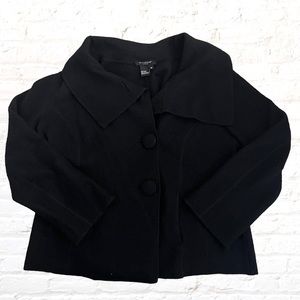 Sandro wool 7/8th sleeve statement collar cropped black peacoat